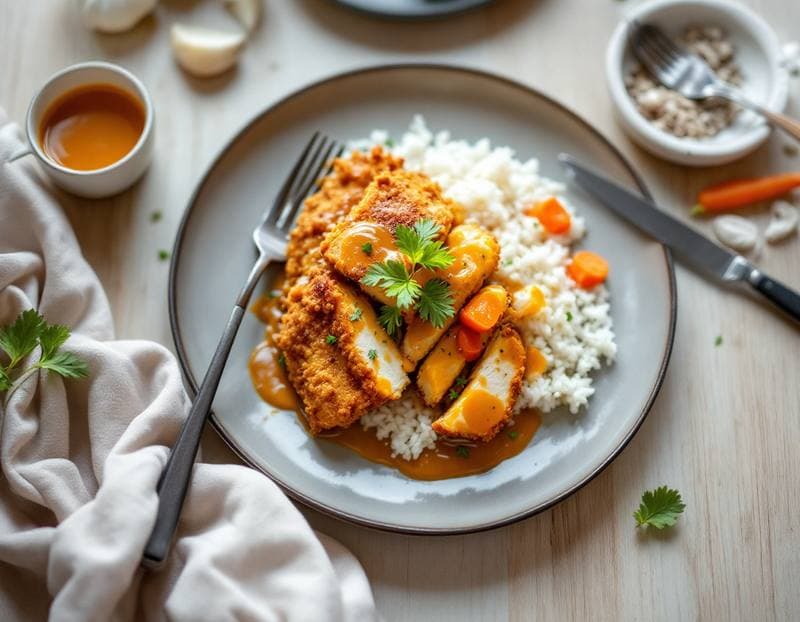 Air-fryer Japanese chicken katsu with curry sauce