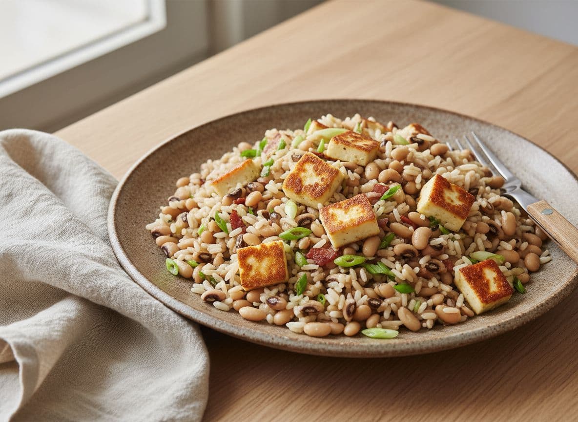Baião de Dois (Brazilian Rice, Beans and Curd Cheese)