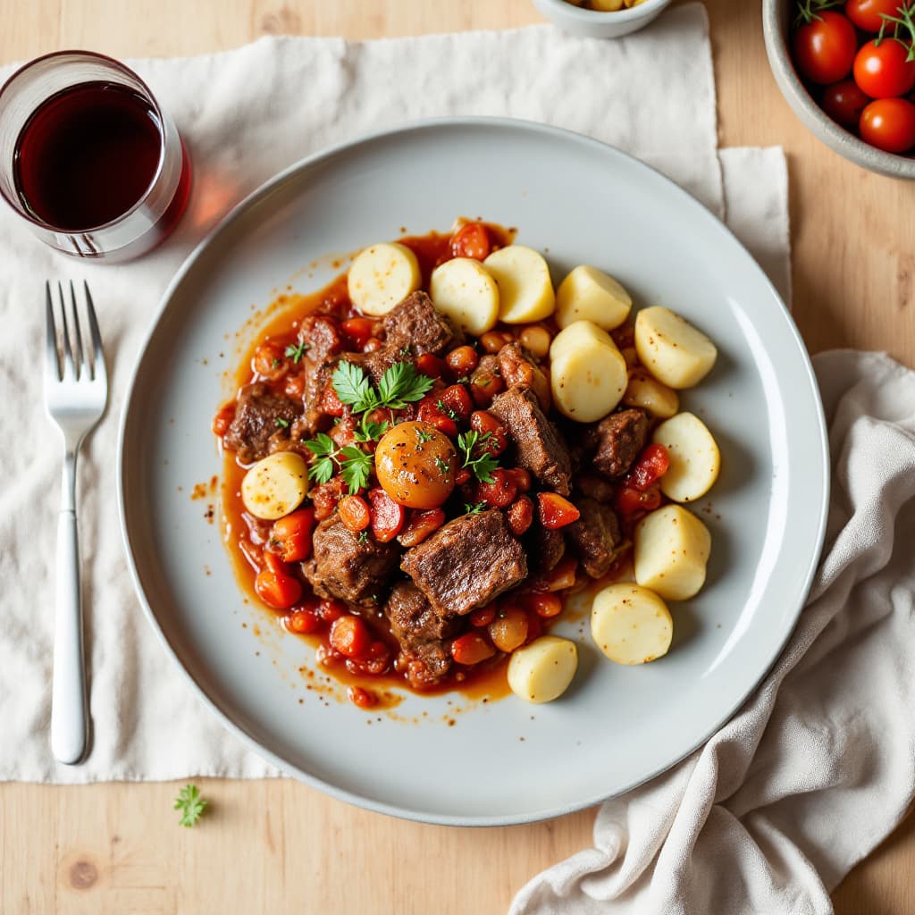 Beef Stifado with Cinnamon and Red Wine