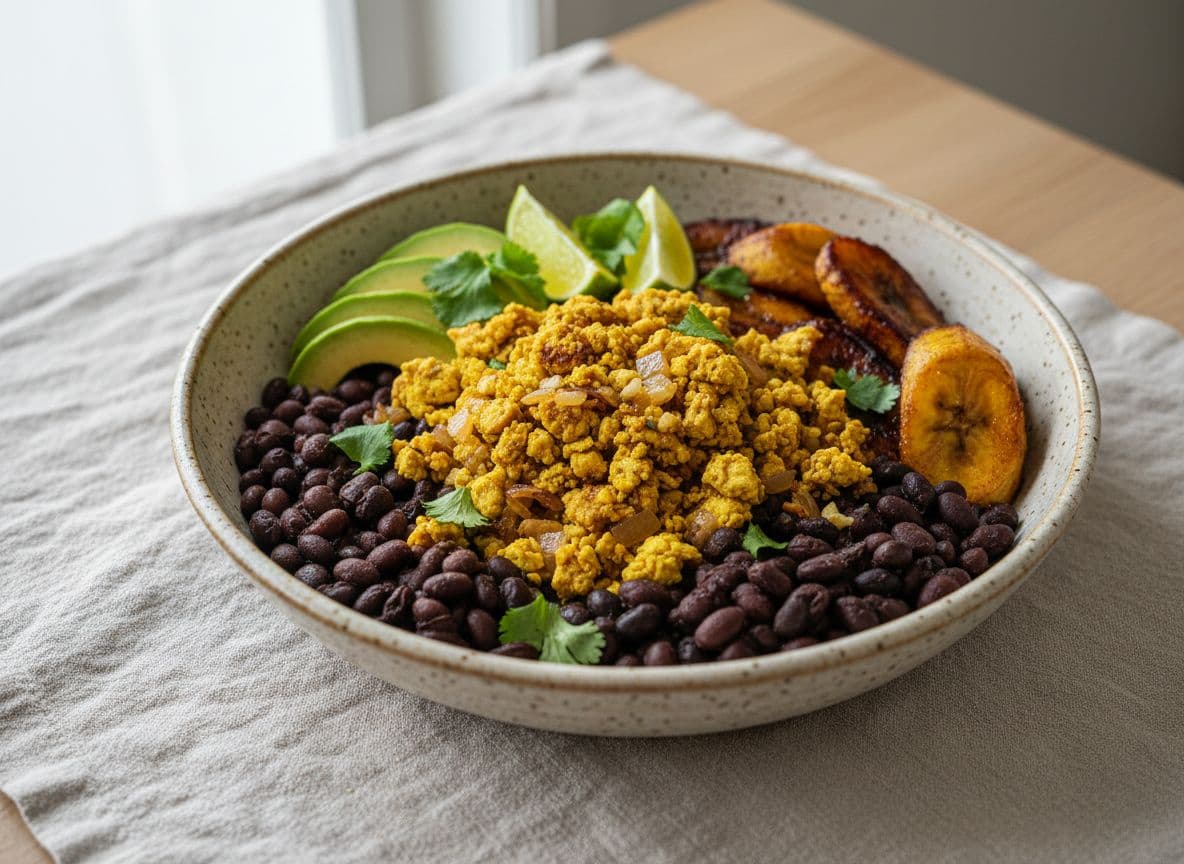 Black Bean & Plantain Breakfast Bowl with Lime