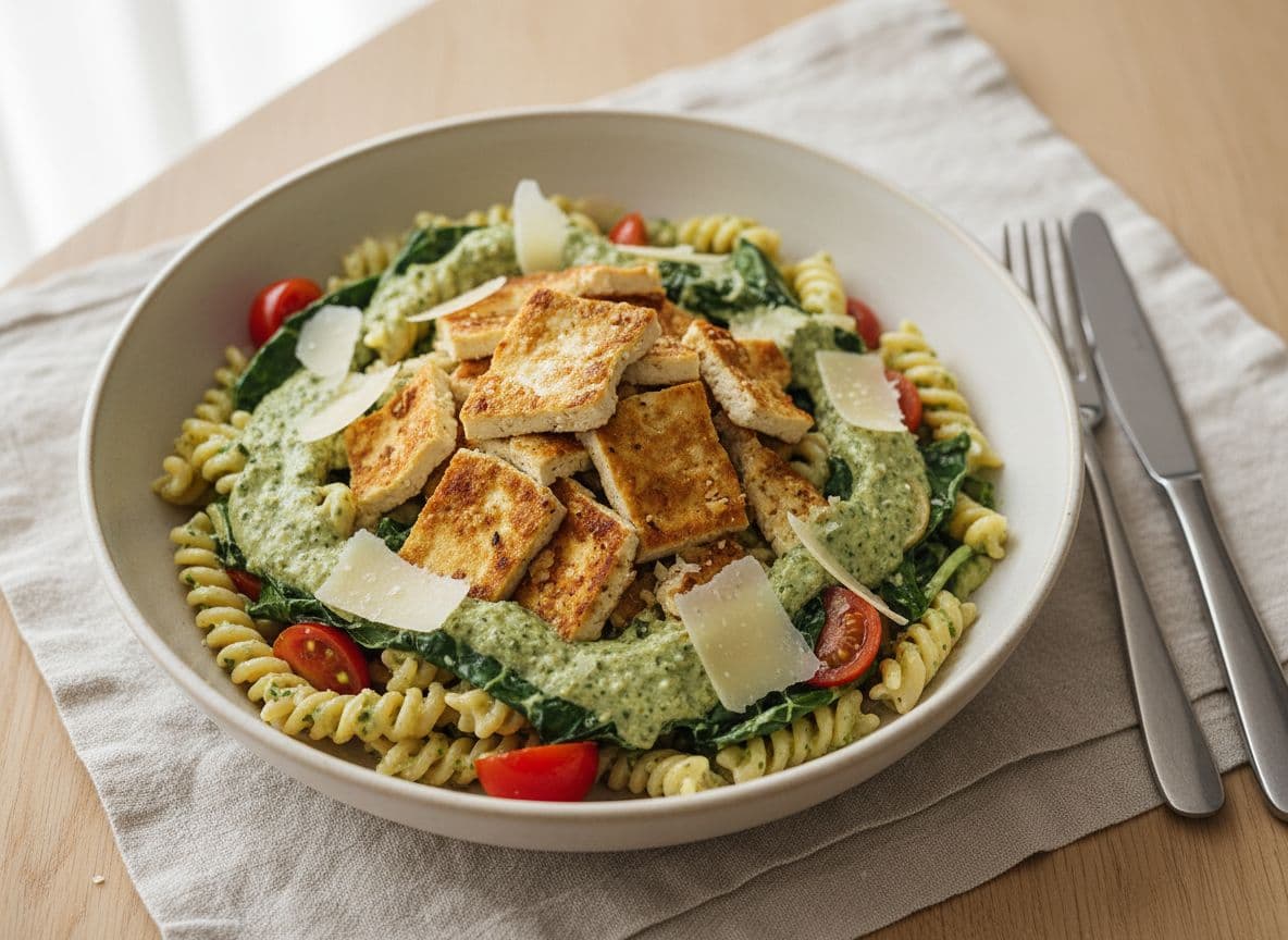 Caesar Pasta Salad with Hemp Seed Dressing