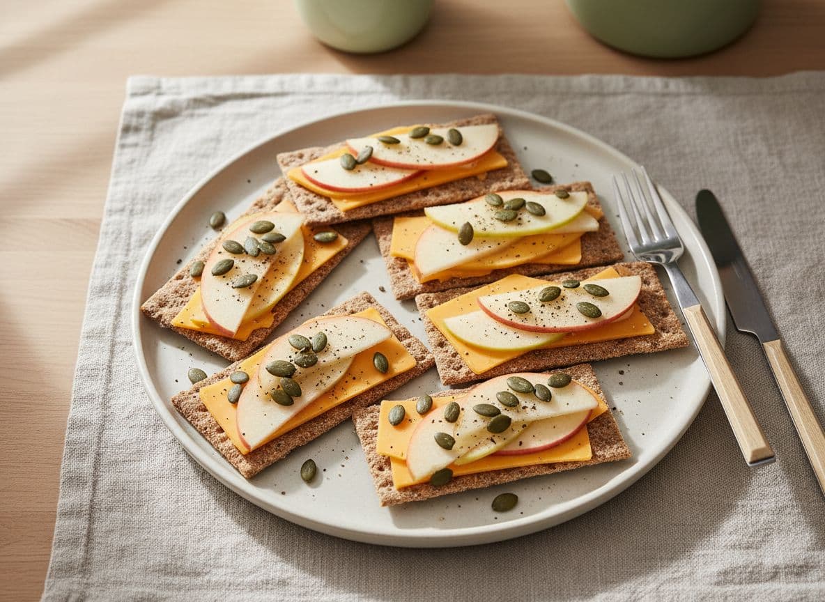 Cheddar and Apple Crispbread with Pumpkin Seeds