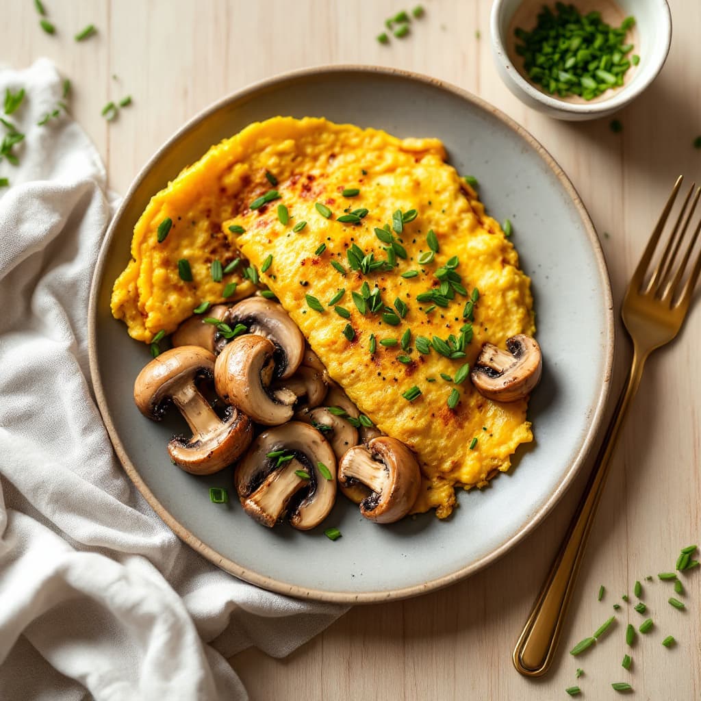 Chickpea Flour Omelettes with Mushrooms & Chives
