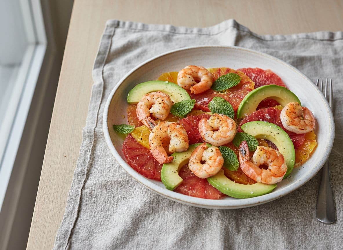 Citrus and Avocado Salad with Prawns and Mint
