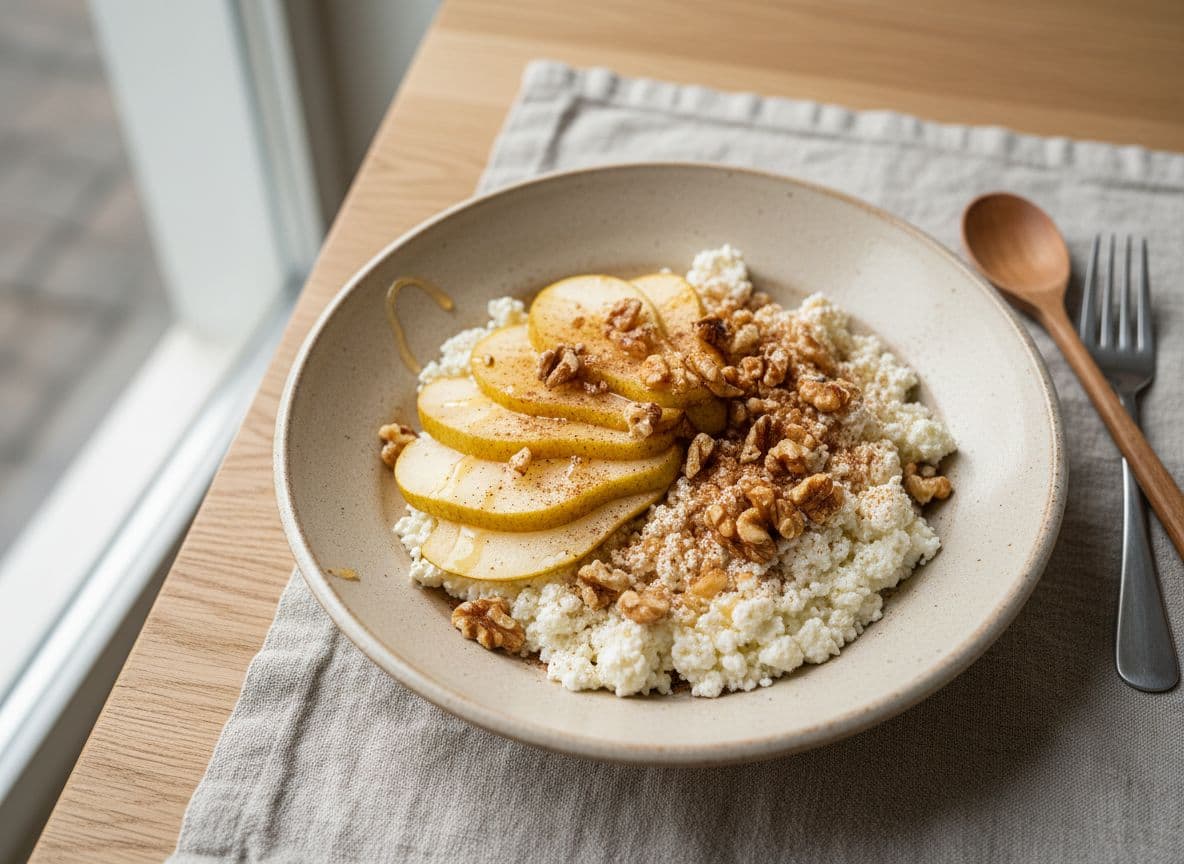 Cottage Cheese with Pear and Walnuts