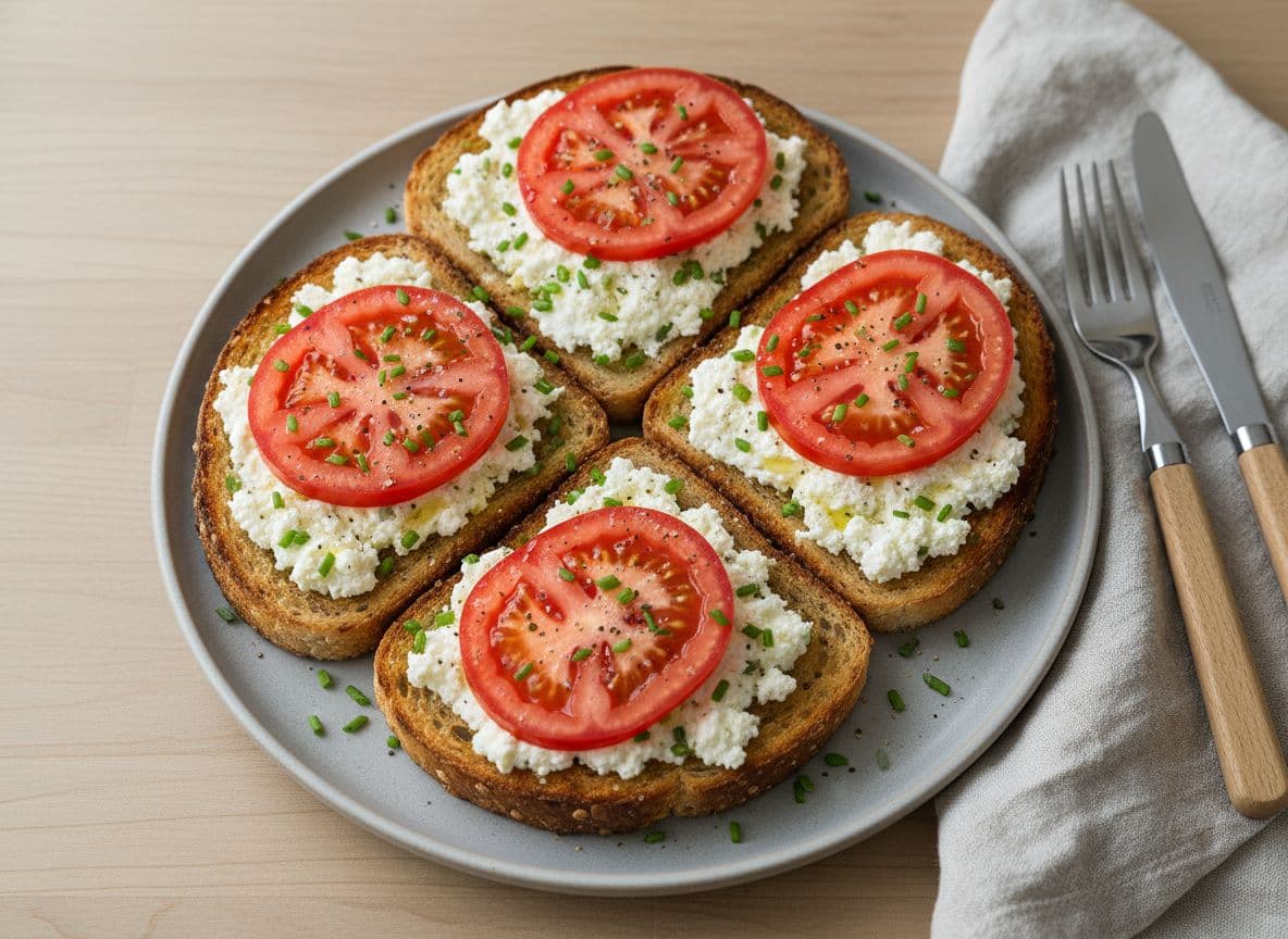 Cottage Cheese Toast with Tomato and Chives