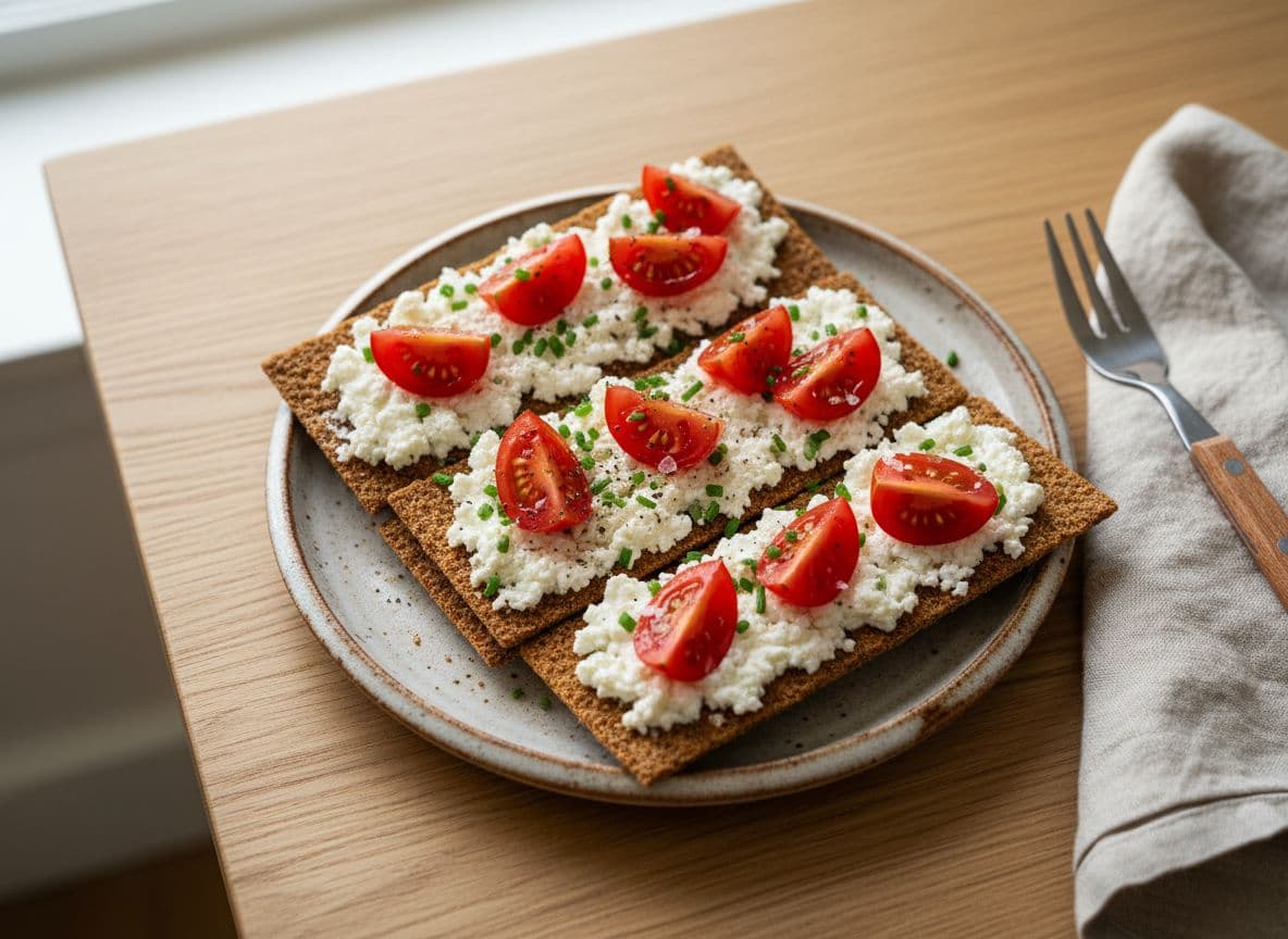Cottage Cheese and Cherry Tomato Crispbread