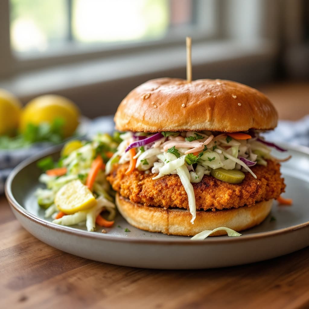 Crispy Buttermilk Chicken Burger with Slaw