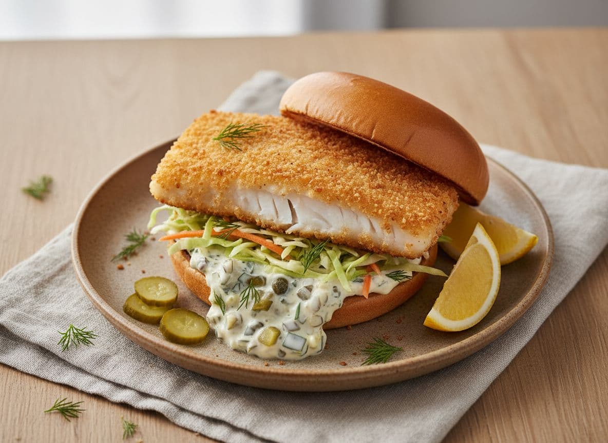 Crumbed Barramundi Burger with Tartare