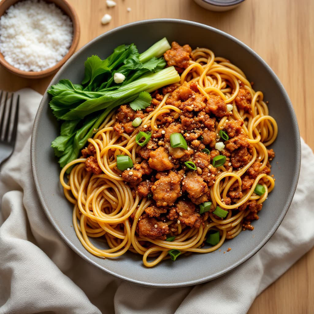 Dan Dan Noodles with Pork, Sesame Paste and Chilli Oil
