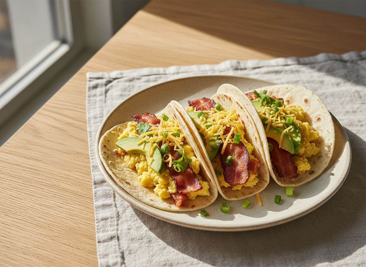 Easy Breakfast Tacos (Bacon, Egg & Avocado)