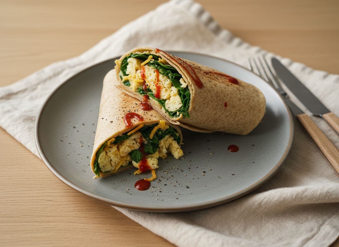 Egg and Baby Spinach Breakfast Wrap