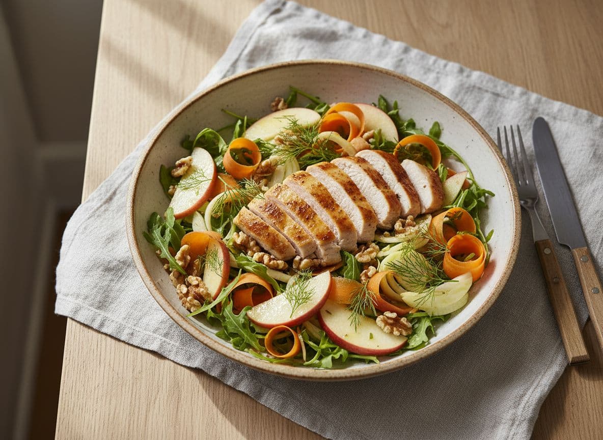 Fennel, Apple and Rocket Salad with Chicken and Walnuts