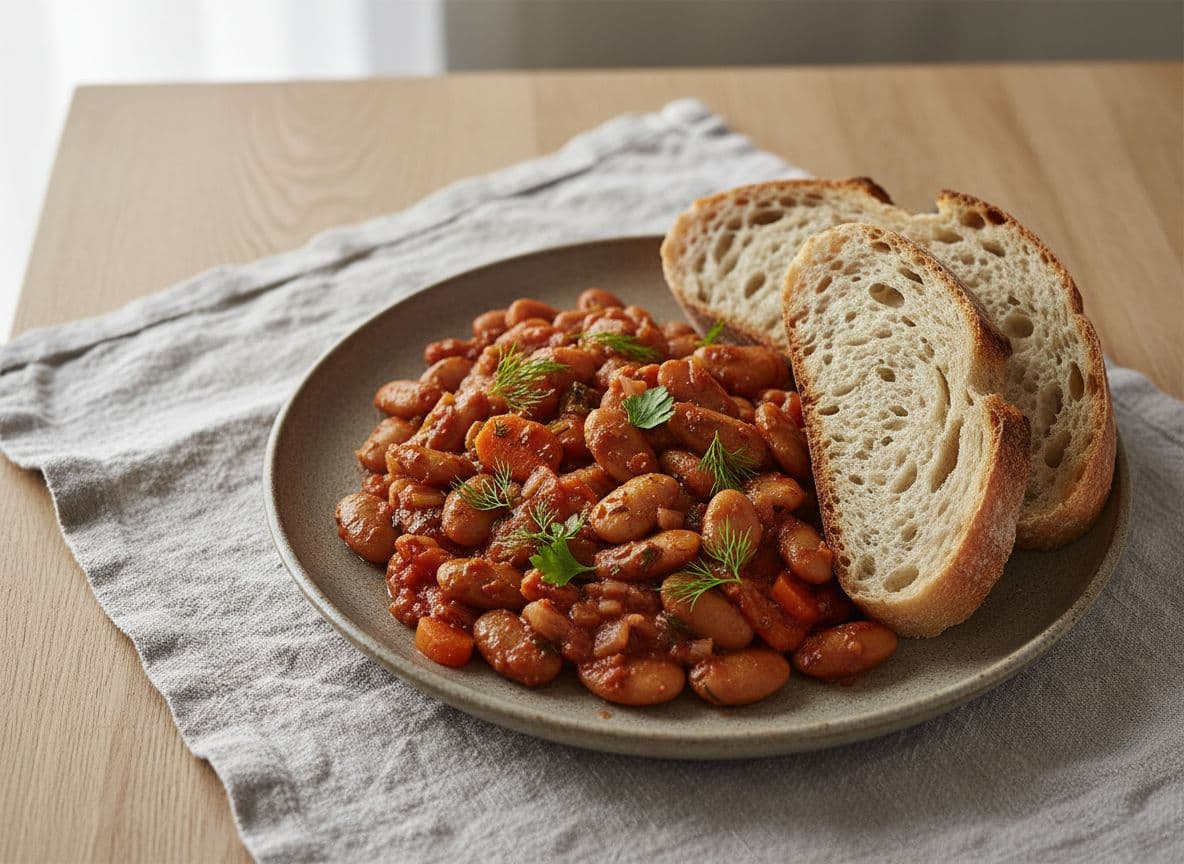 Greek Gigantes Plaki with Crusty Bread