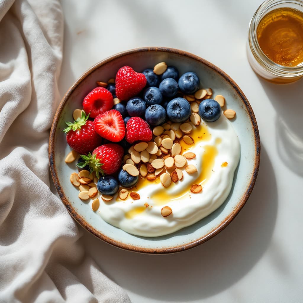 Greek Yoghurt with Berries and Toasted Almonds