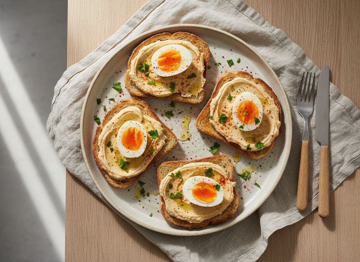 Hommus and Boiled Egg on Toast