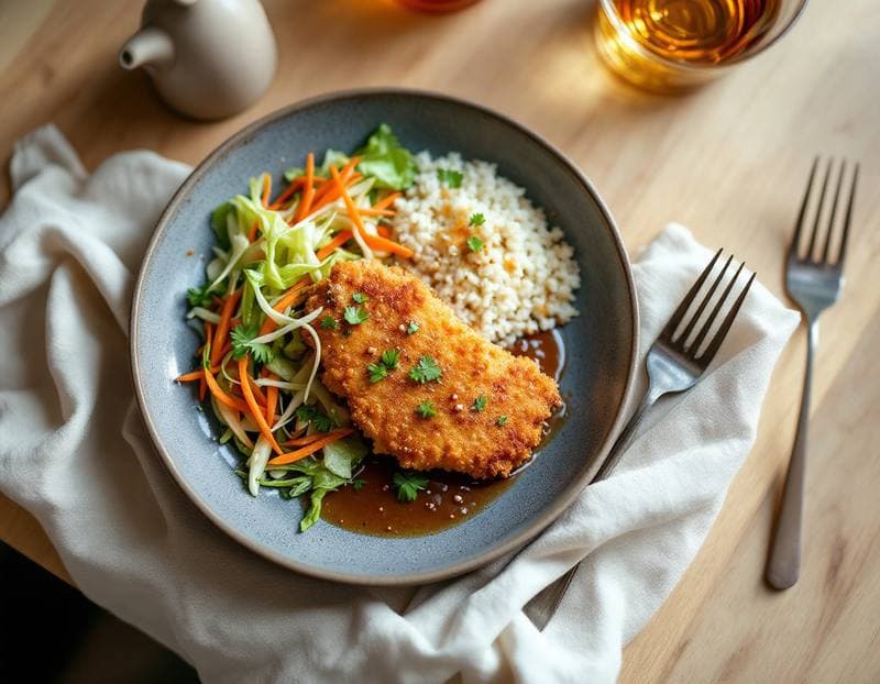 Japanese chicken katsu with quick cabbage slaw