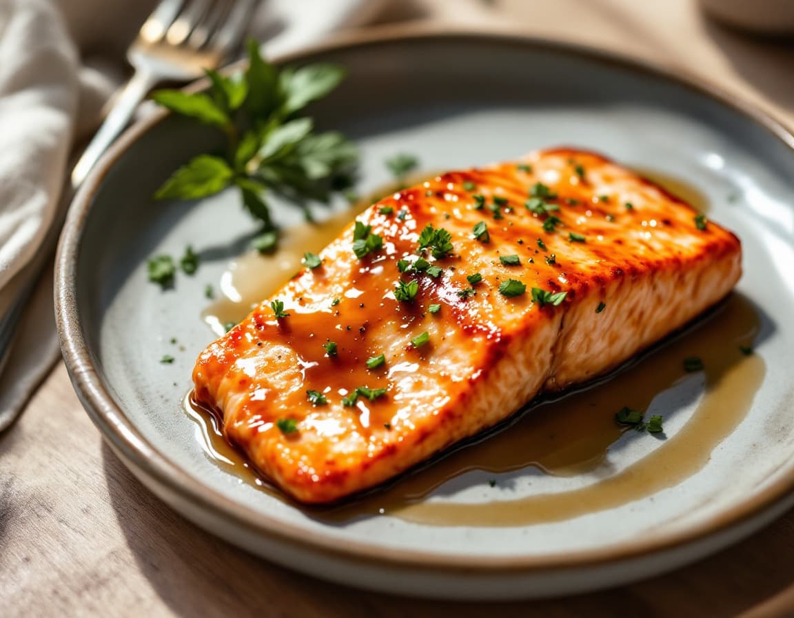Keto Salmon with Honey Garlic Glaze