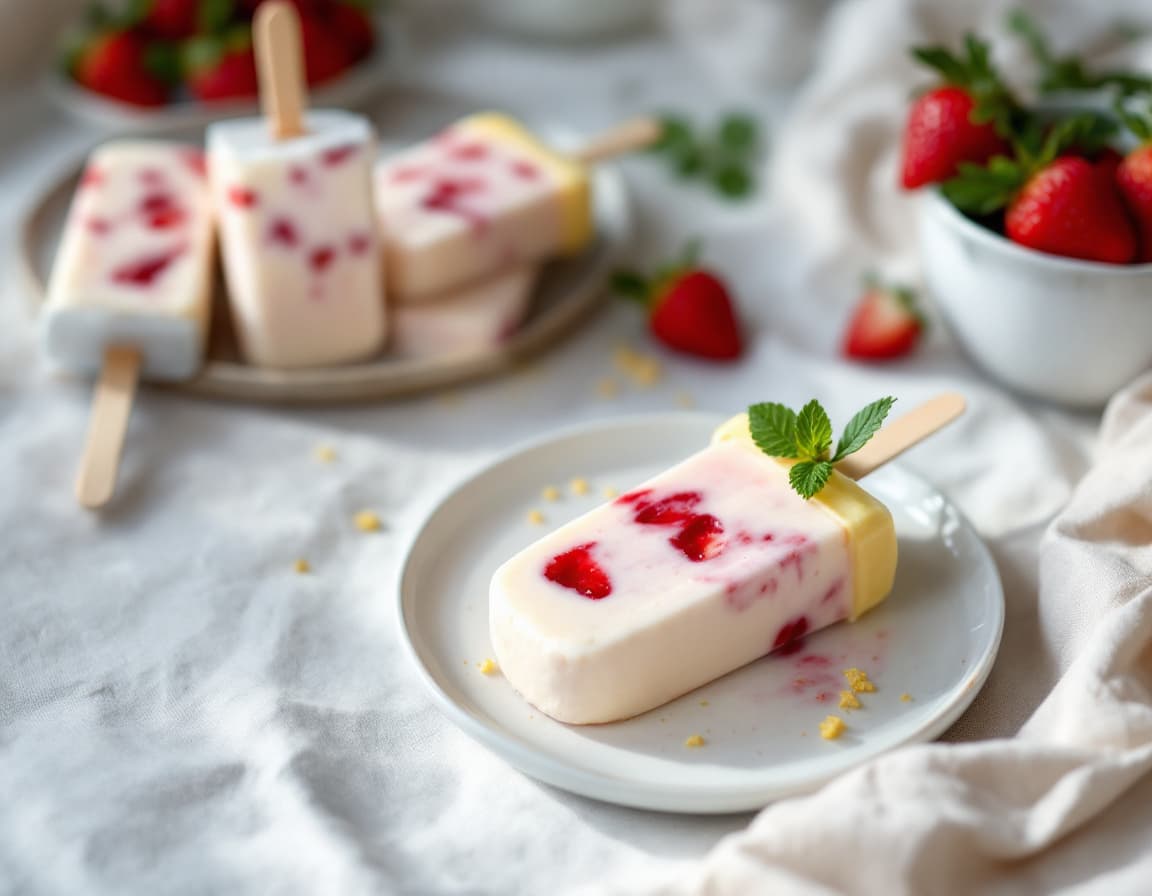 Keto Strawberry Cheesecake Popsicles
