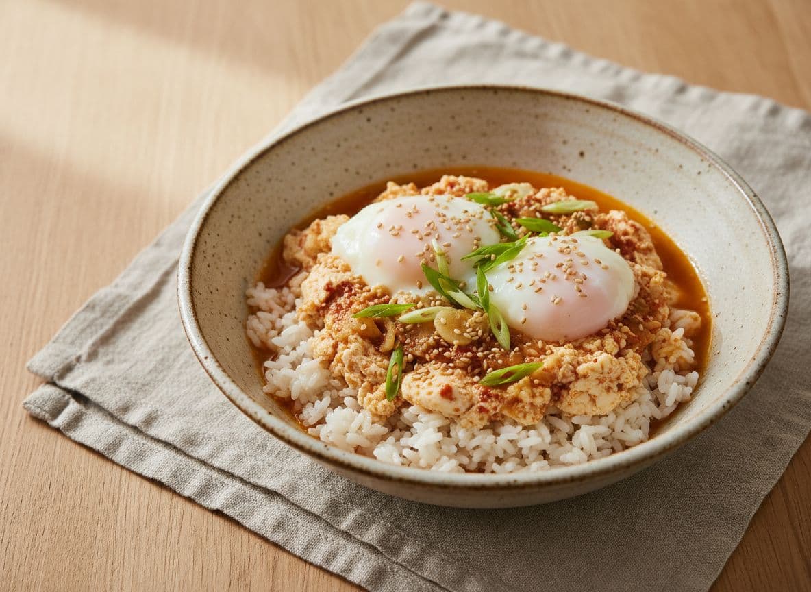 Korean Soft Tofu & Egg Breakfast Bowl
