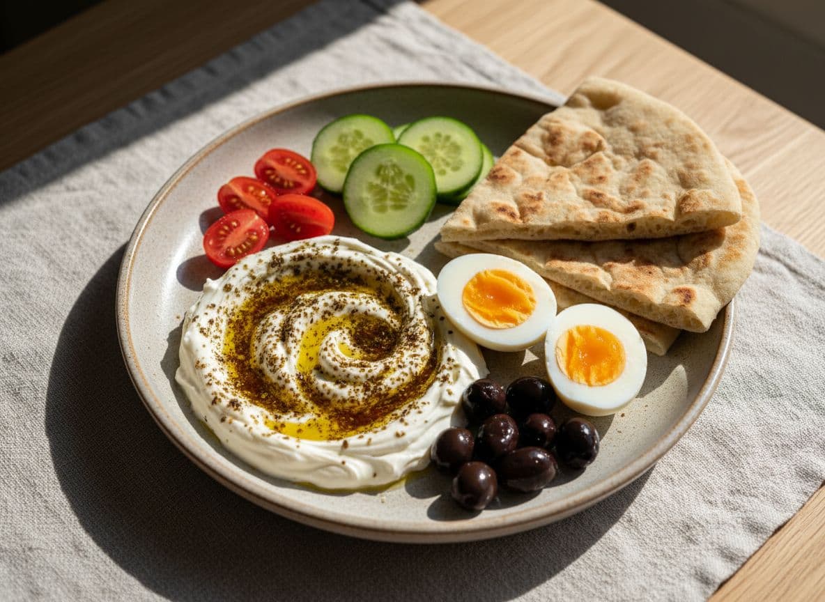 Lebanese Labneh, Za'atar & Boiled Egg Breakfast