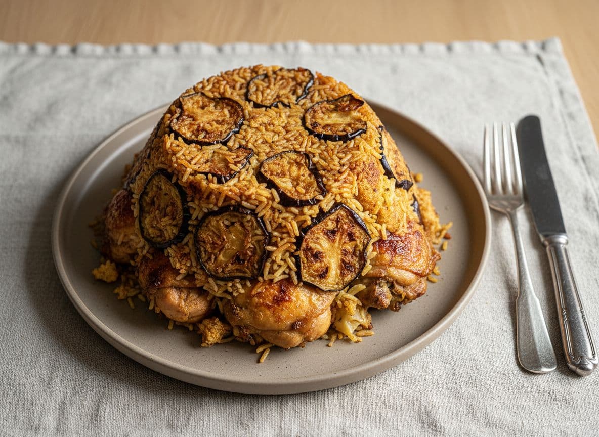 Maqluba (Upside-Down Chicken, Eggplant & Cauliflower Rice)