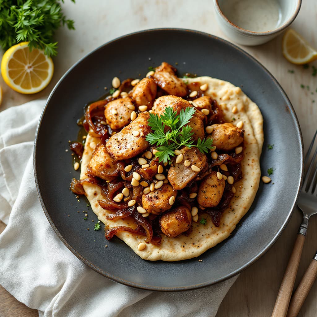 Musakhan (Sumac Chicken with Caramelised Onion on Flatbread)