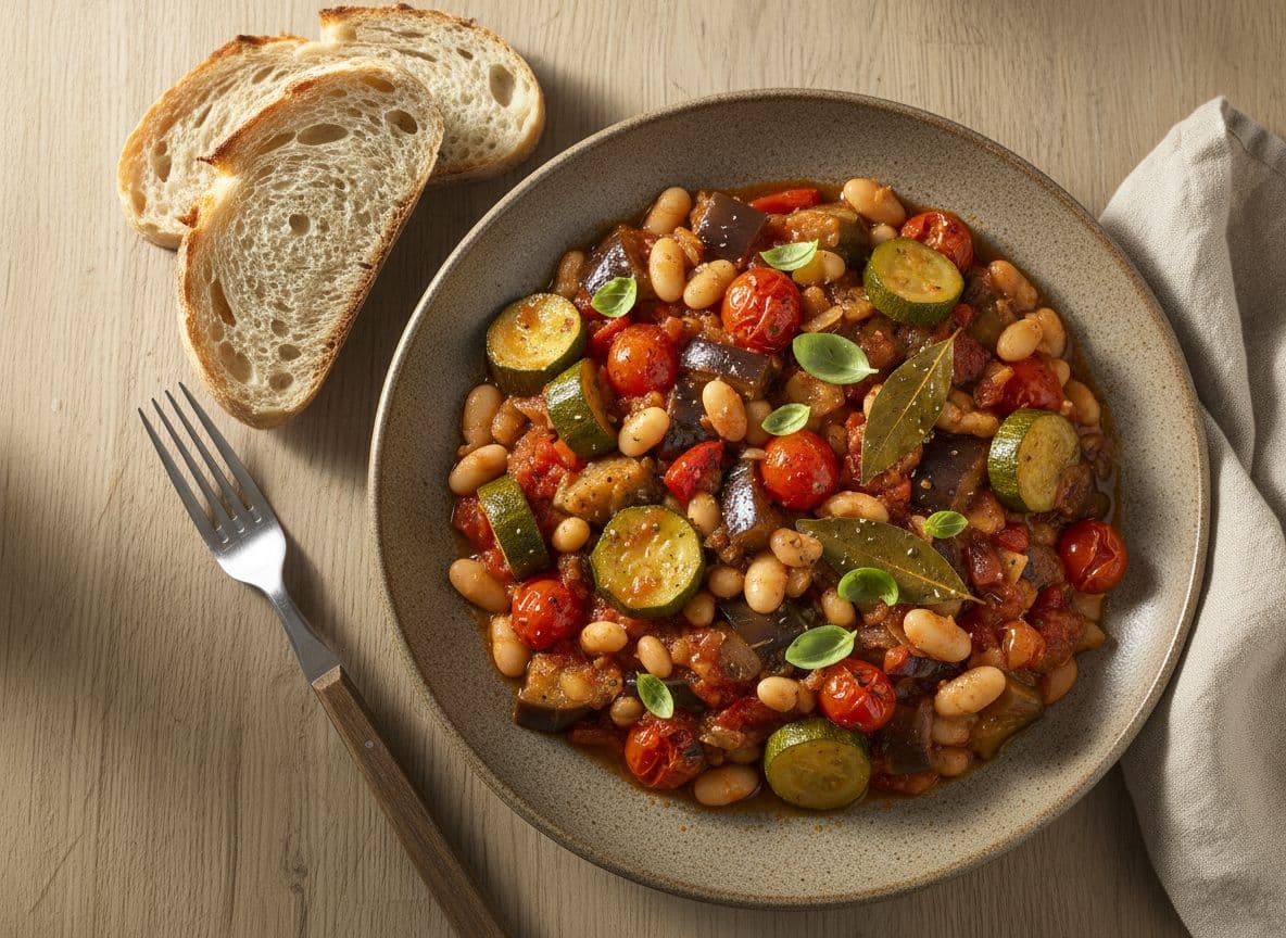 Provençal Ratatouille with White Beans & Crusty Bread