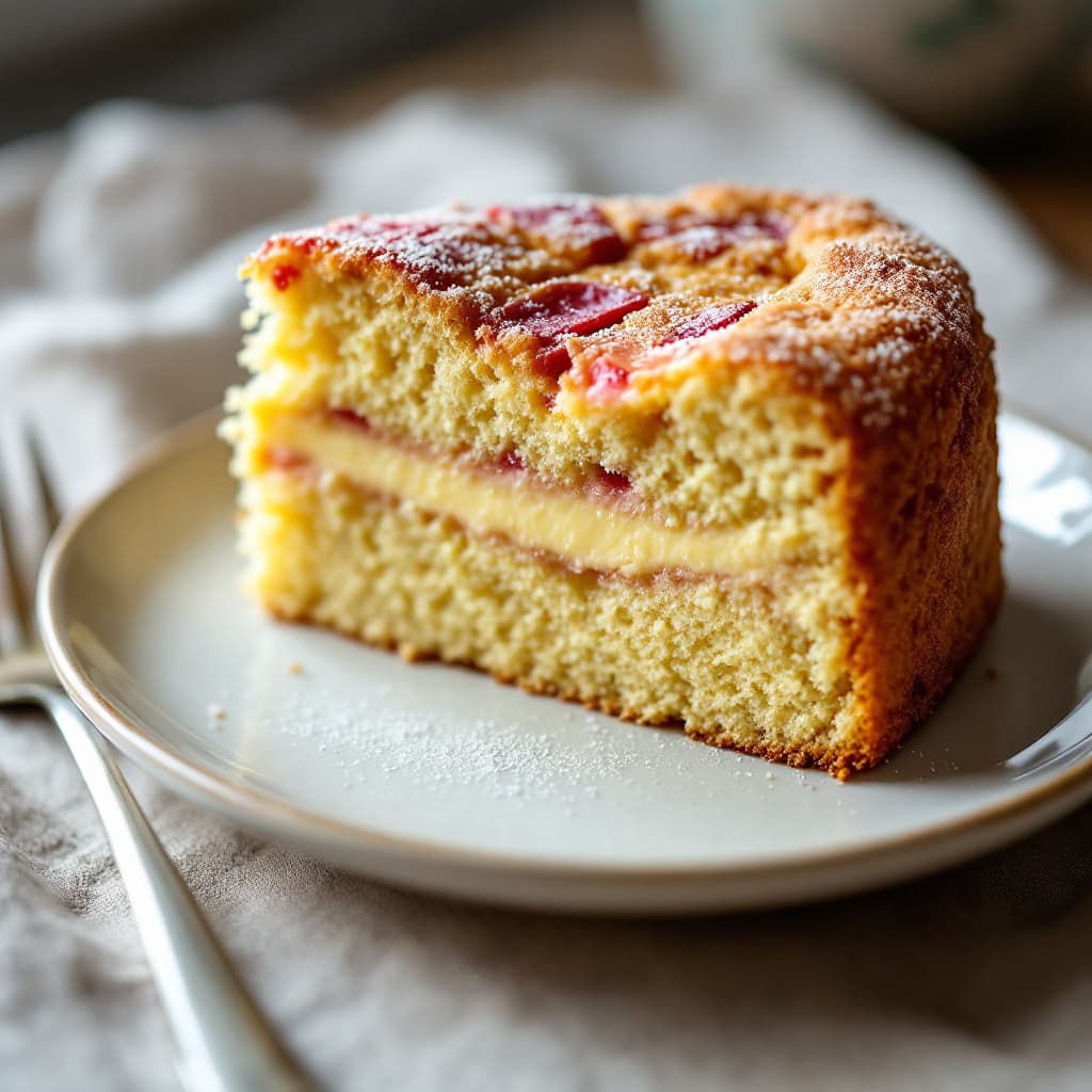 Rhubarb Custard Tea Cake