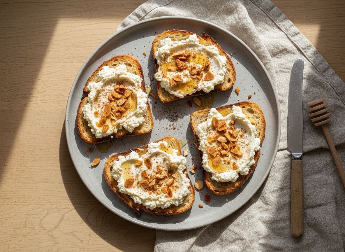 Ricotta and Honey Toast with Almonds