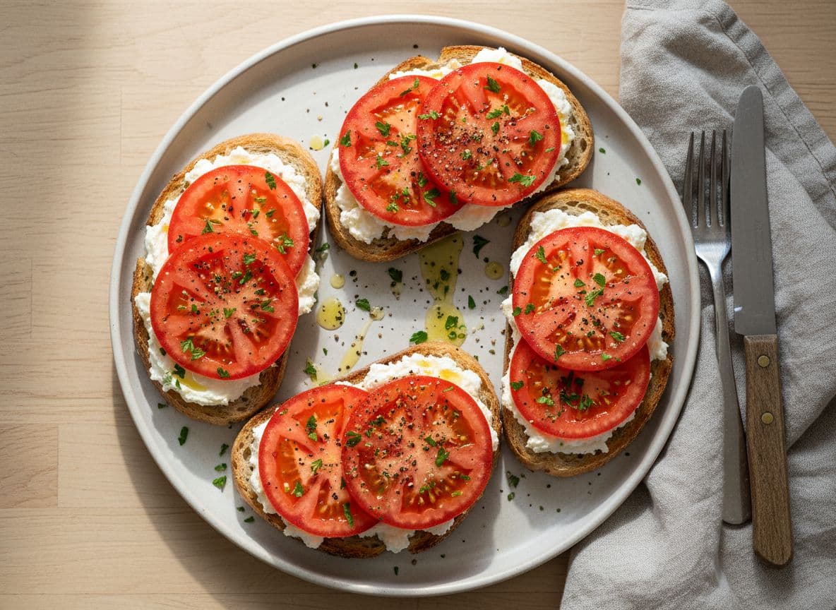 Ricotta, Tomato and Black Pepper on Sourdough