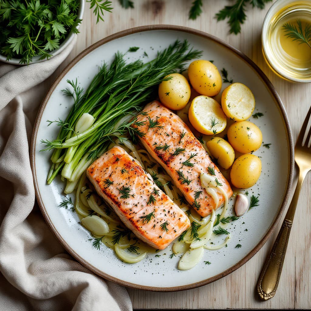 Salmon en Papillote with Fennel, Lemon and New Potatoes