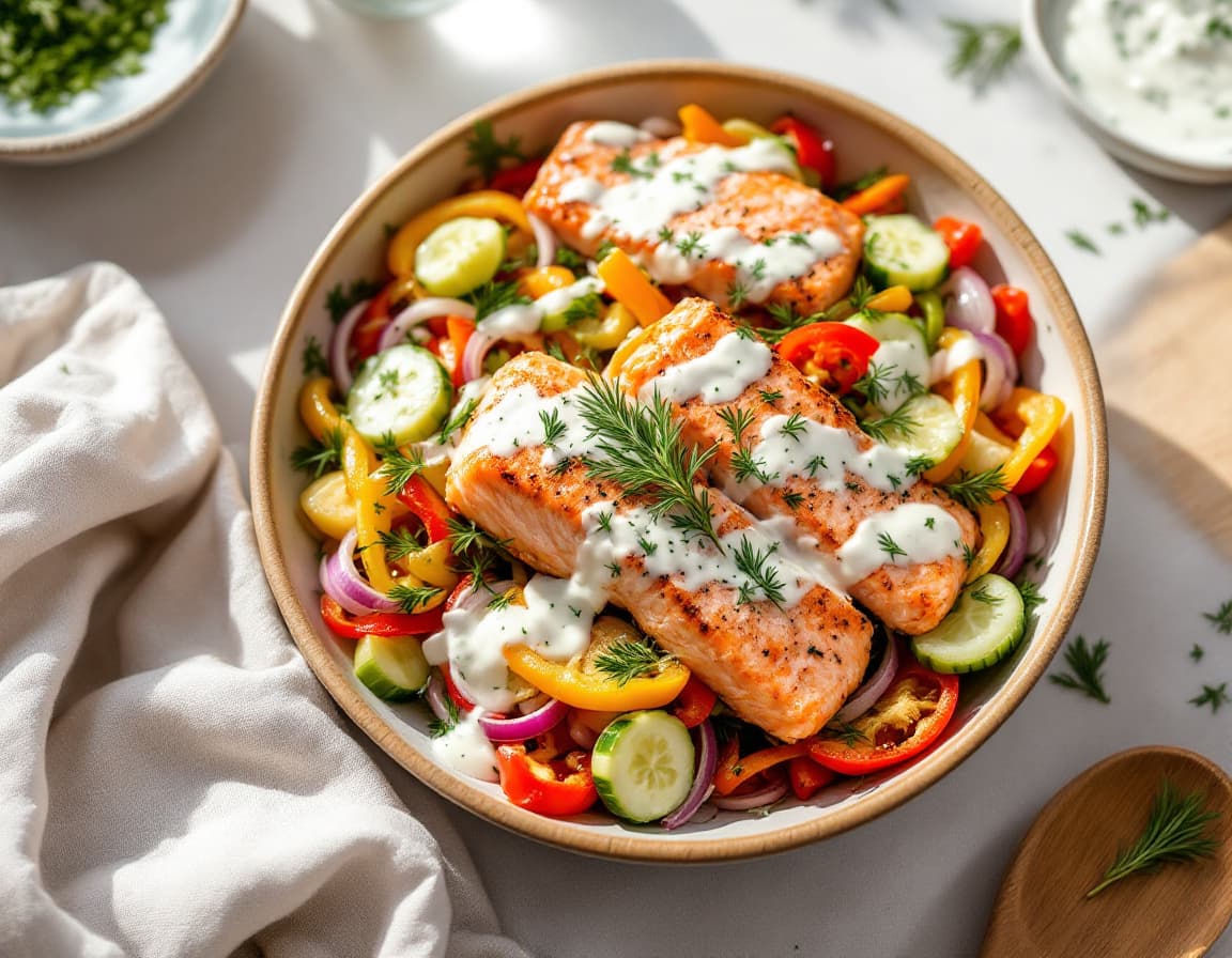 Salmon Salad with Creamy Herb Dressing