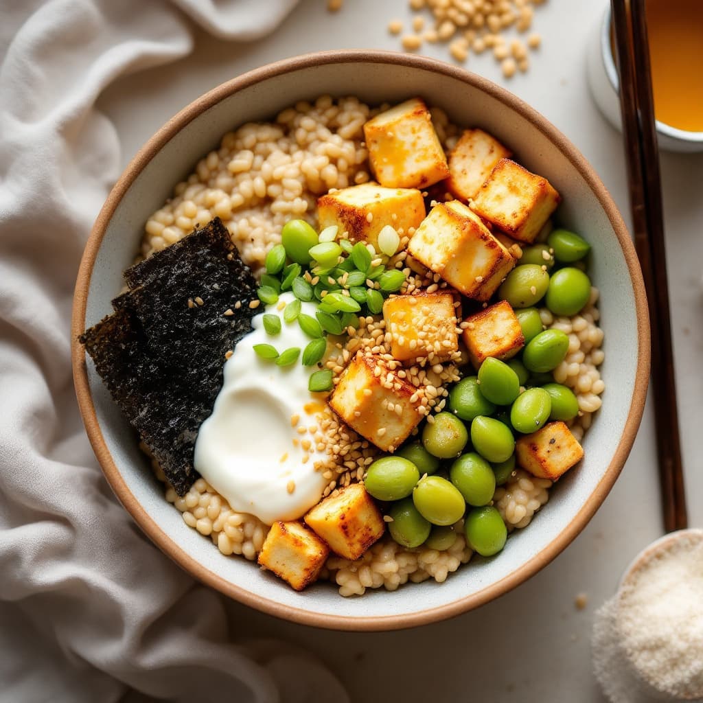 Savoury Miso Steel-Cut Oat Bowl with Edamame & Sesame