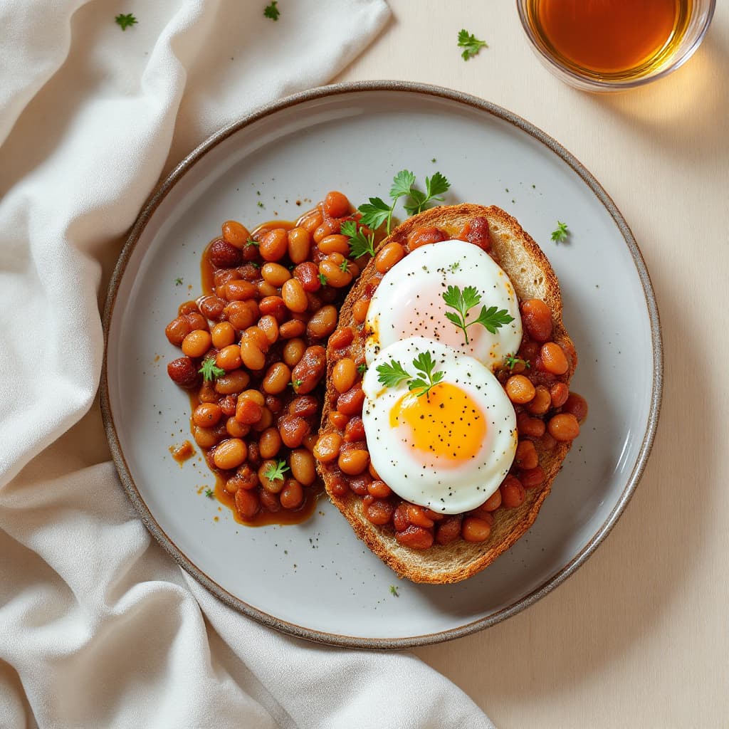 Smoky Beans on Sourdough with Poached Eggs