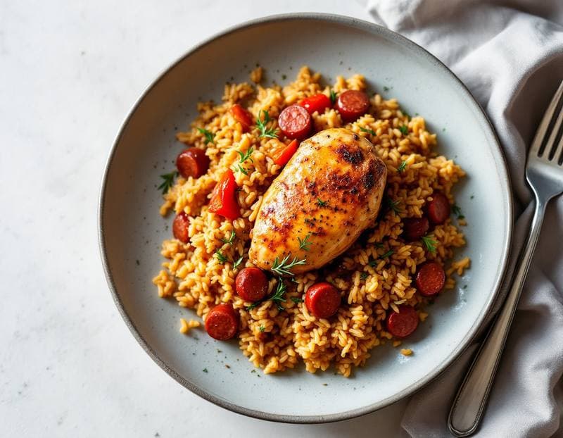 Smoky Spanish chicken and chorizo rice tray