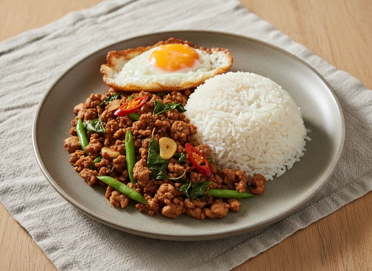 Thai basil chicken with jasmine rice