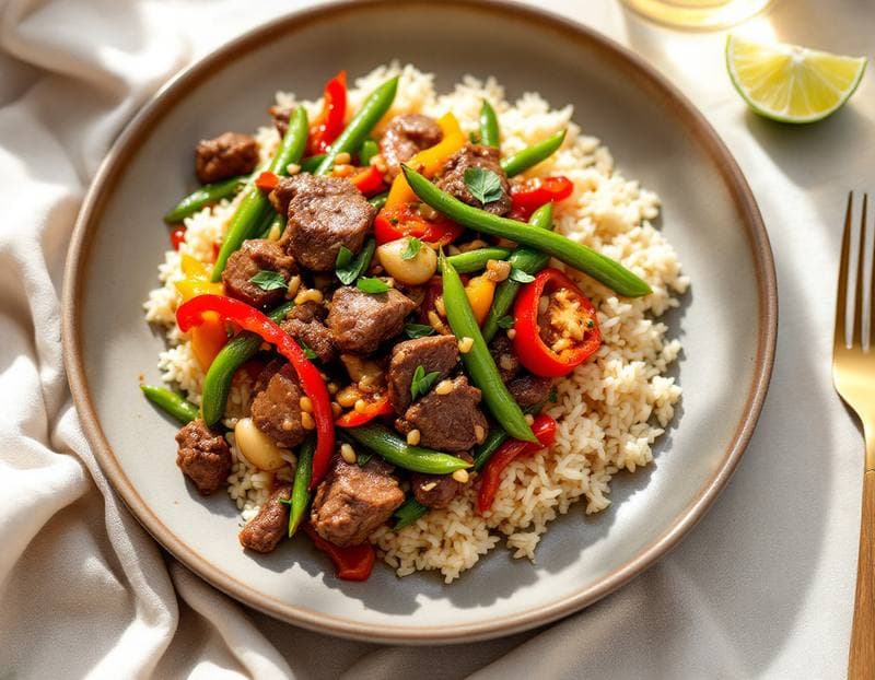 Thai beef stir-fry with jasmine rice