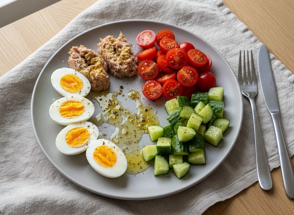 Tuna, Egg and Tomato Breakfast Plate