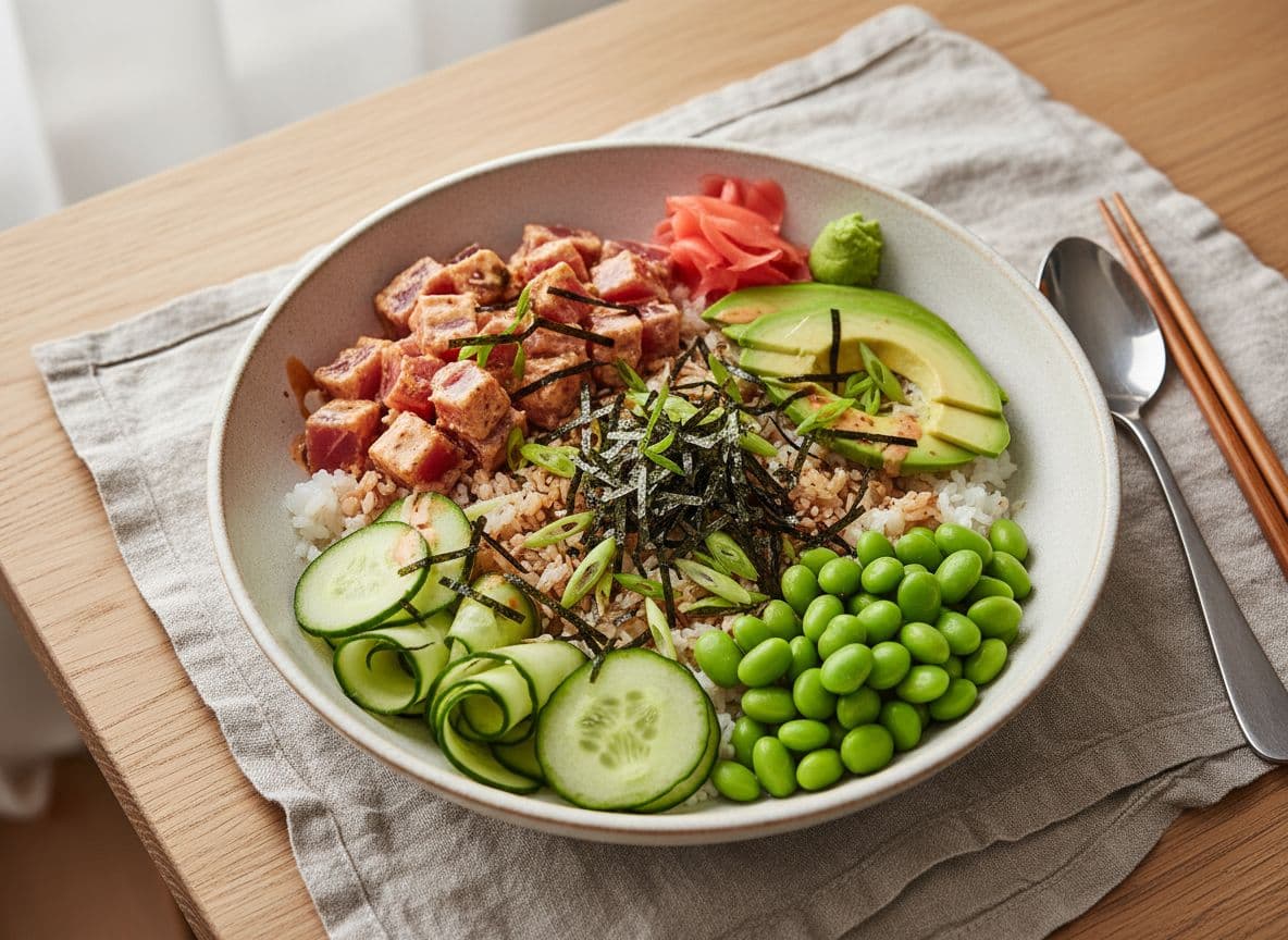 Tuna Sushi Bowl with Avocado and Edamame