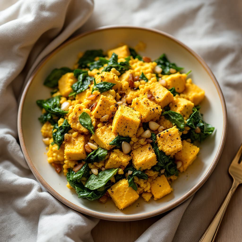 Turmeric Tofu Scramble with Spinach