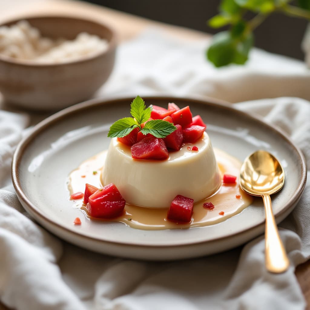 Vanilla Panna Cotta with Roasted Rhubarb