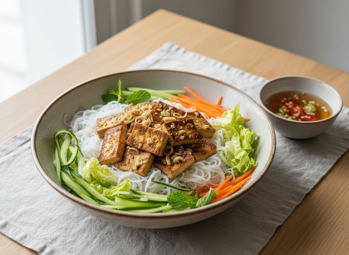 Vietnamese lemongrass tofu vermicelli bowl